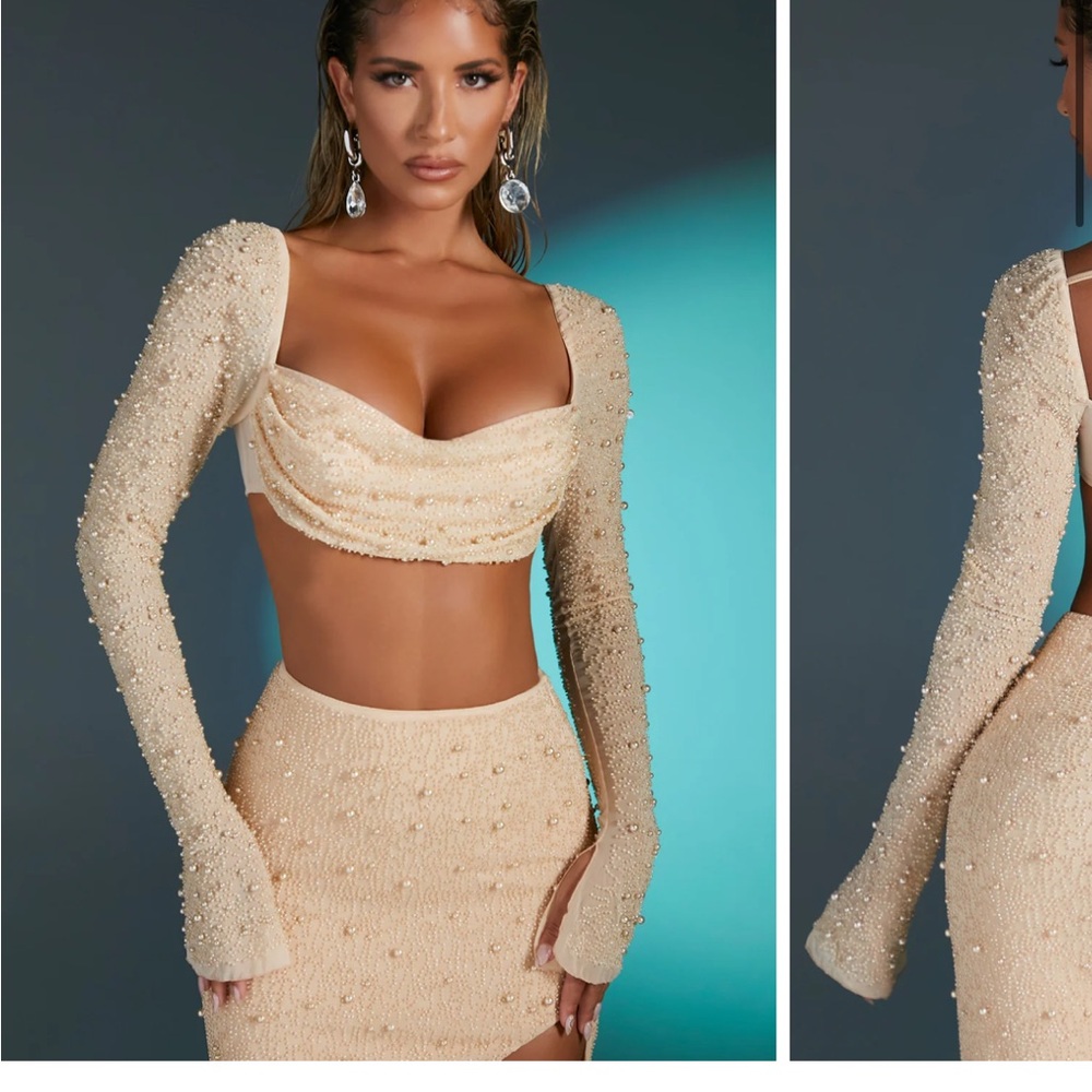 Elegant BLUE Beaded Two-Piece Set